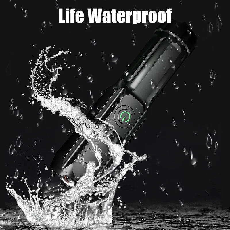 LED Telescopic Zoom Flashlight (USB Charging)