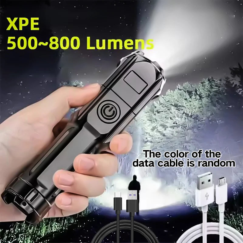 LED Telescopic Zoom Flashlight (USB Charging)
