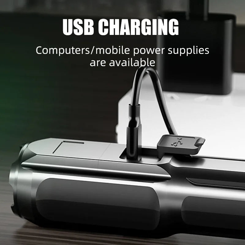 LED Telescopic Zoom Flashlight (USB Charging)