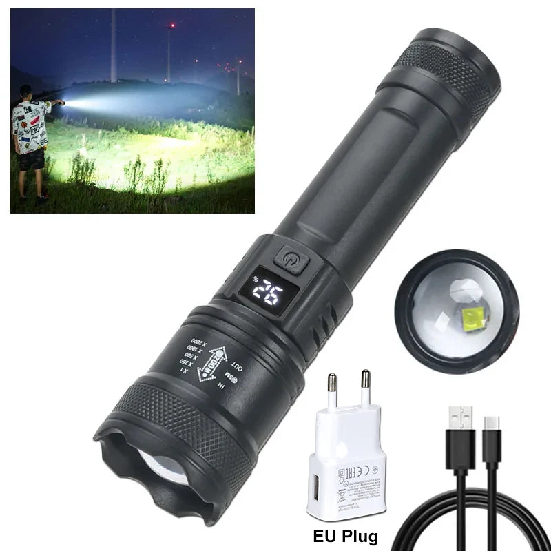 High Power LED Flashlights 2000LM (USB Charging / Zoom )