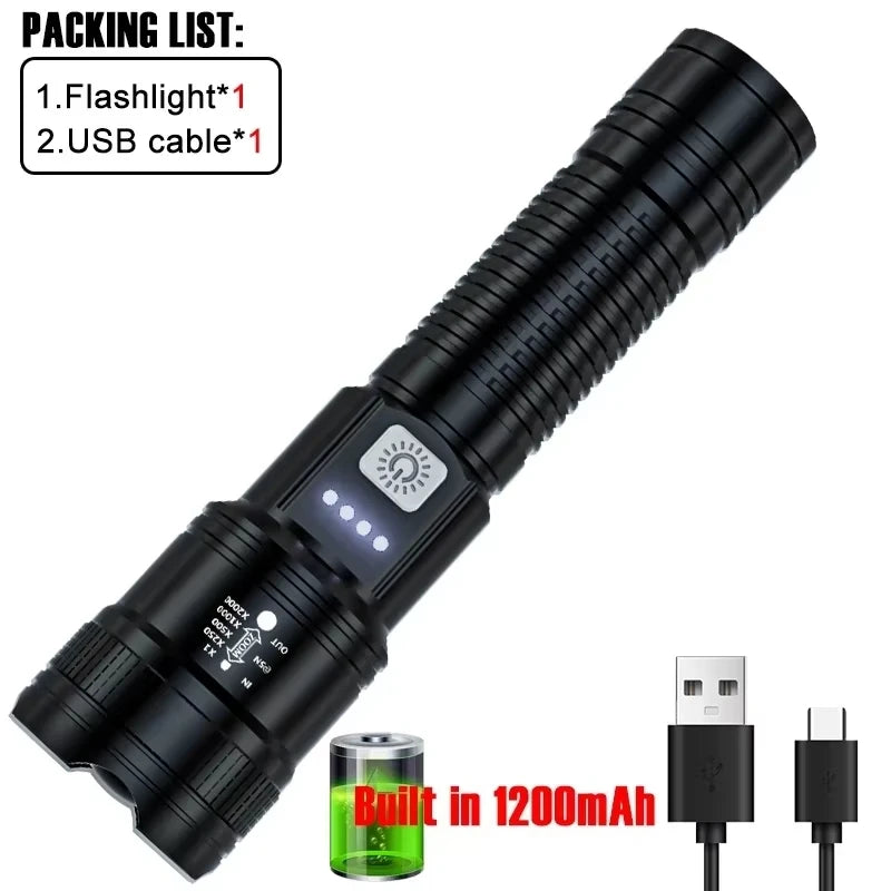High Power LED Flashlights 2000LM (USB Charging / Zoom )