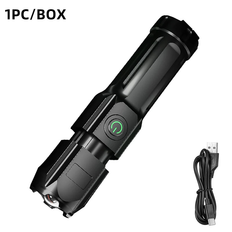 LED Telescopic Zoom Flashlight (USB Charging)