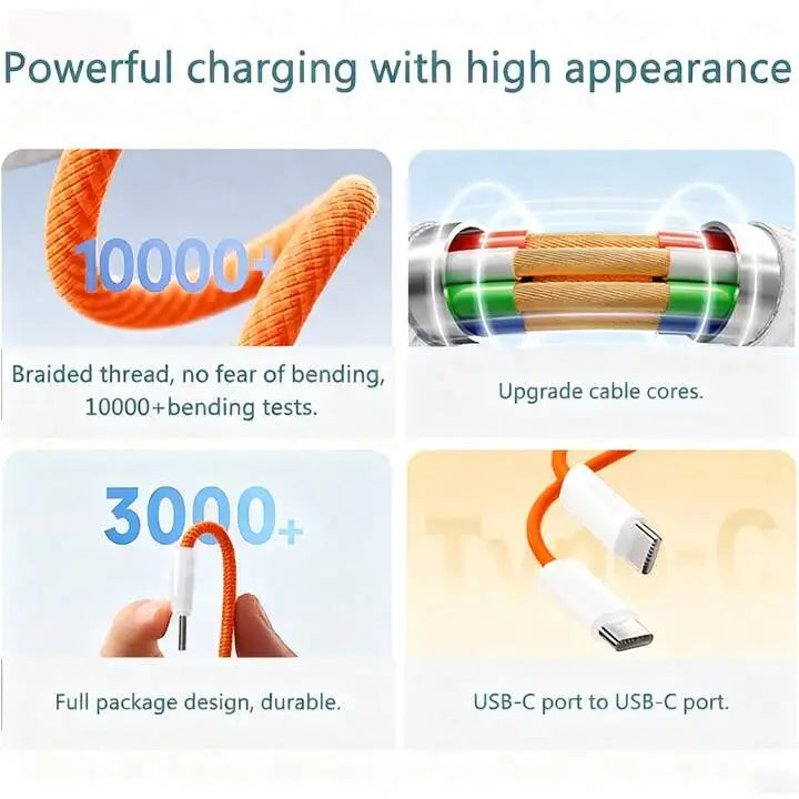 Fast Charging Nylon Braided, Data Cable (3.3/6.6/1 ft)