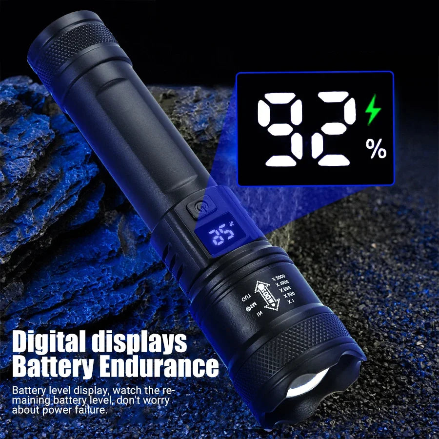 High Power LED Flashlights 2000LM (USB Charging / Zoom )