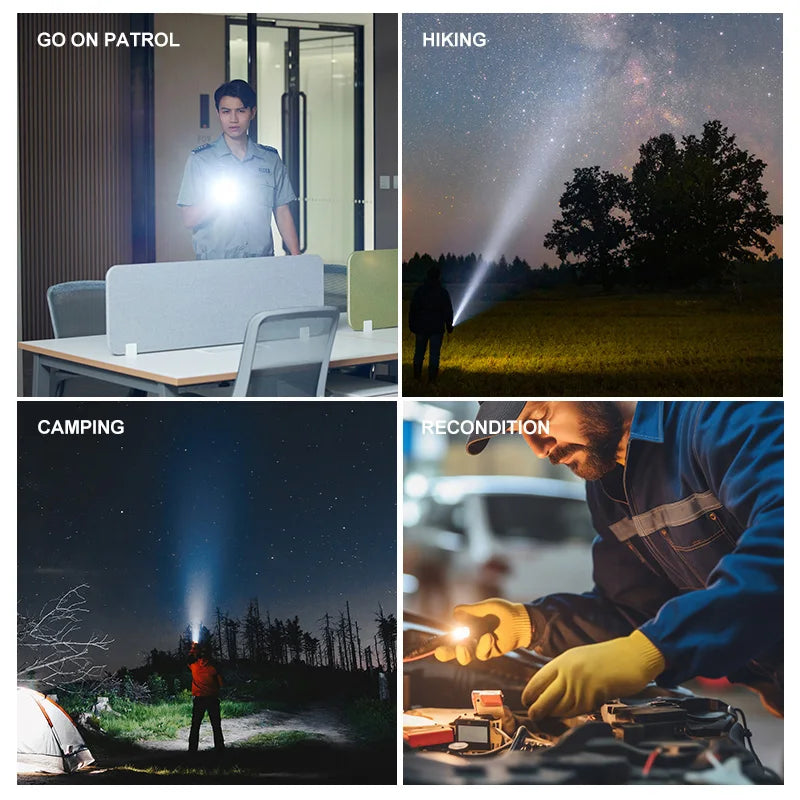LED Telescopic Zoom Flashlight (USB Charging)