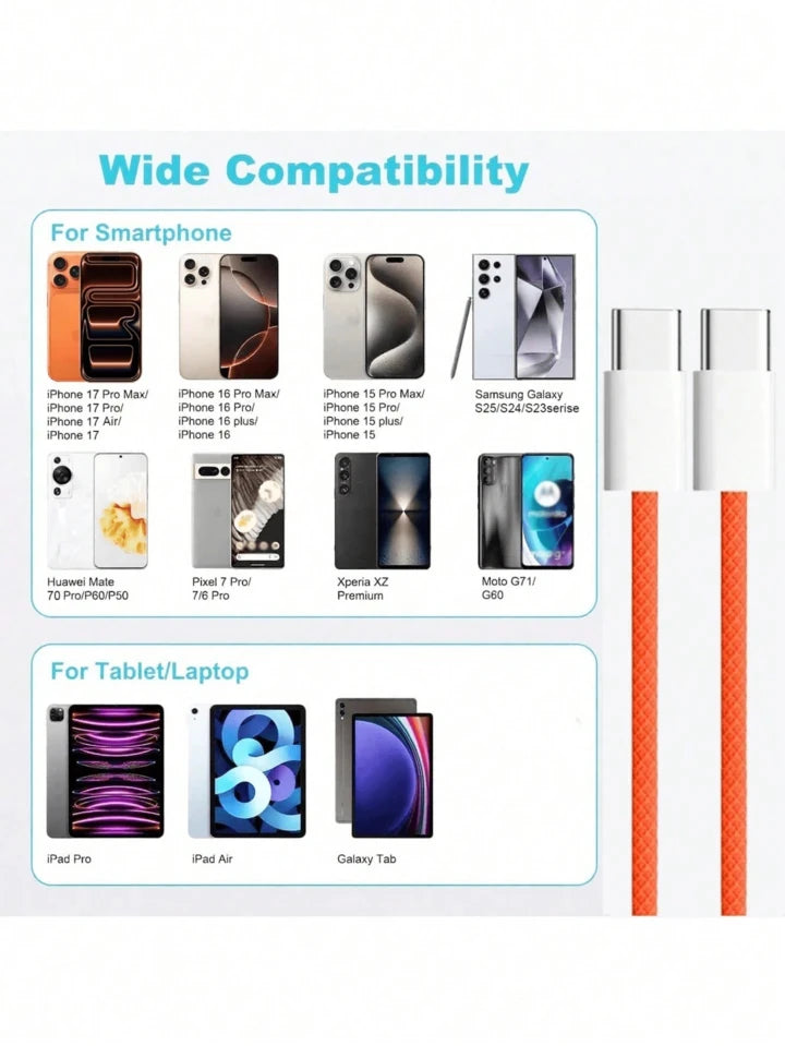 Fast Charging Nylon Braided, Data Cable (3.3/6.6/1 ft)