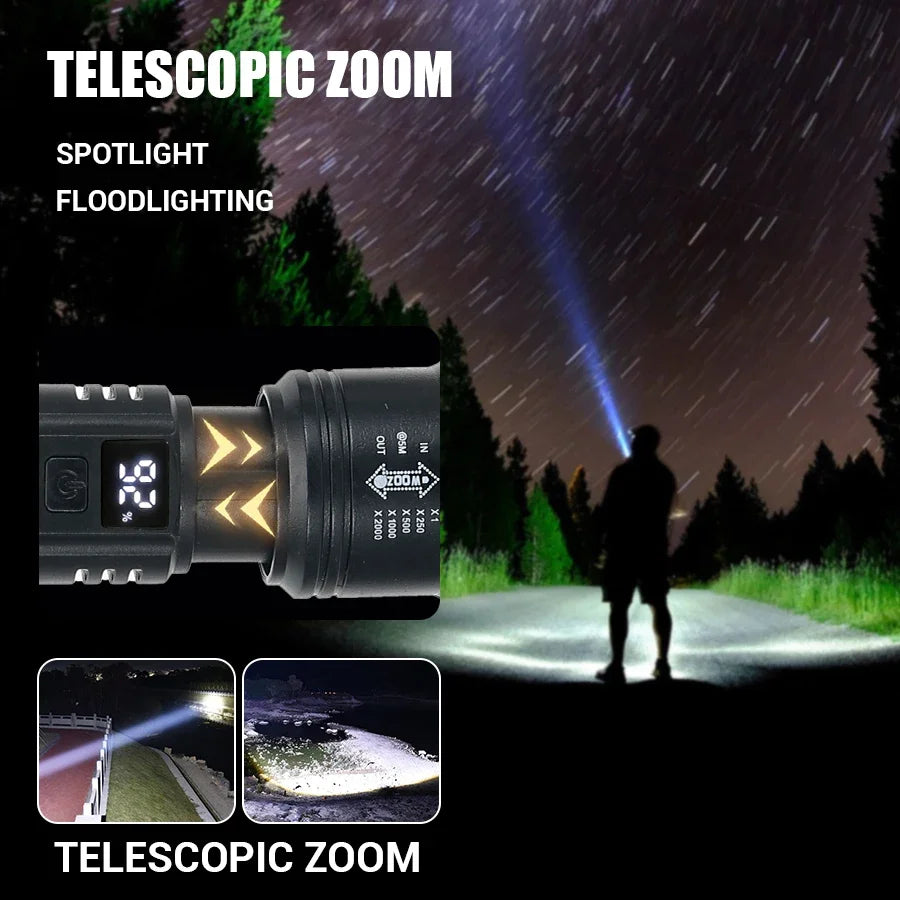 High Power LED Flashlights 2000LM (USB Charging / Zoom )