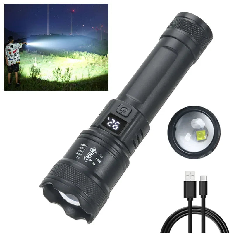 High Power LED Flashlights 2000LM (USB Charging / Zoom )